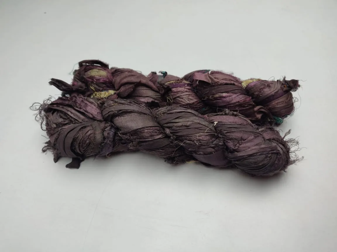 Recycled Sari Silk Ribbon - Muave