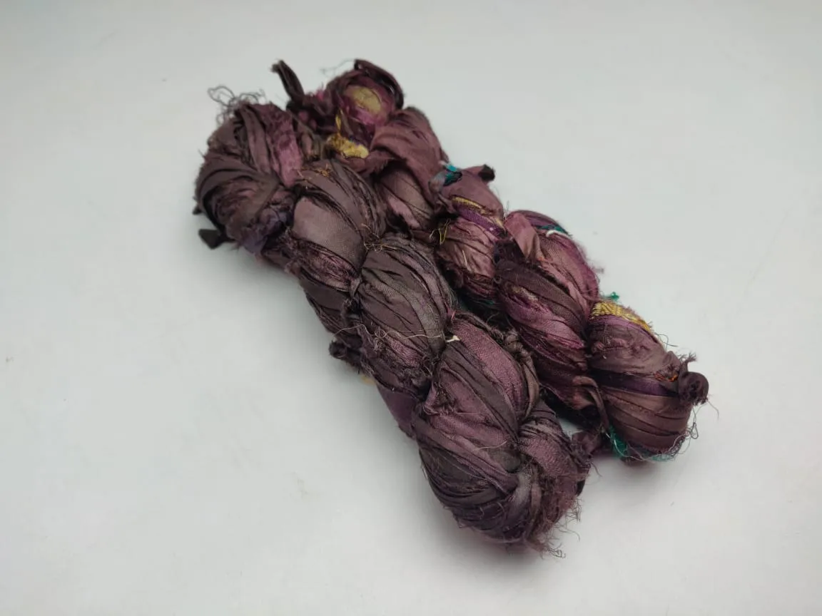 Recycled Sari Silk Ribbon - Muave