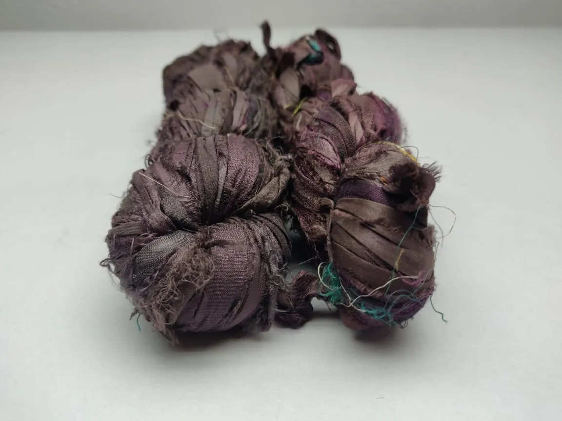 Recycled Sari Silk Ribbon - Muave