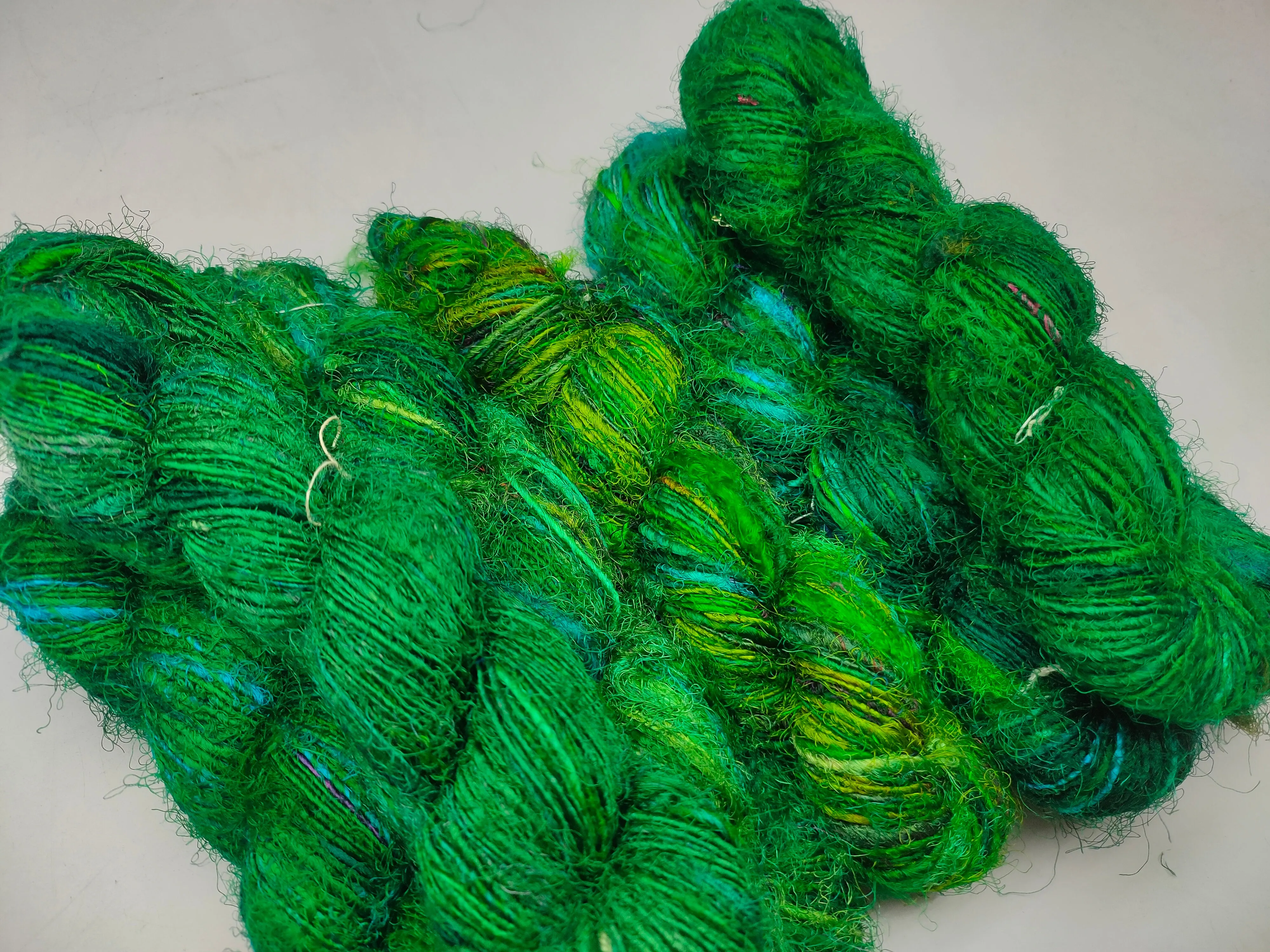 Recycled Sari Silk Yarn Prime Green