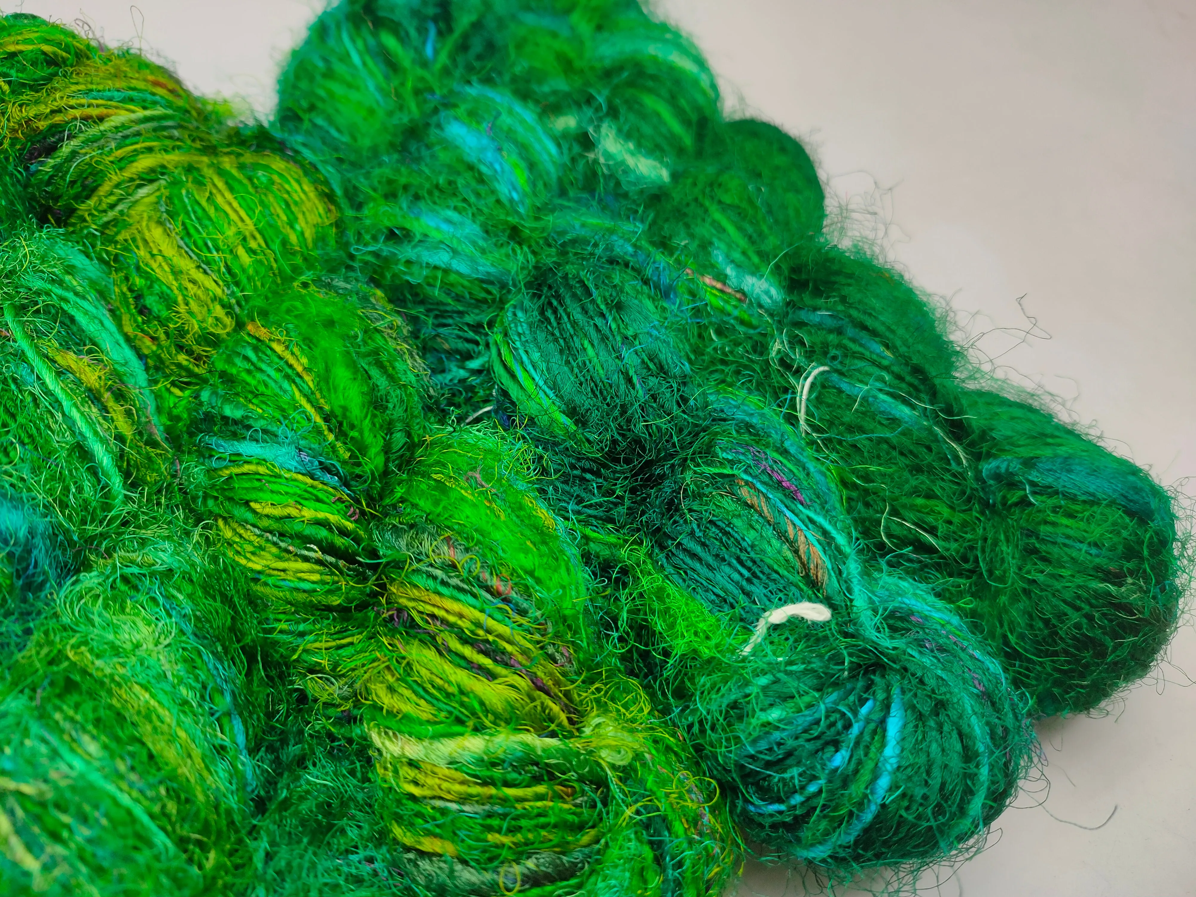 Recycled Sari Silk Yarn Prime Green