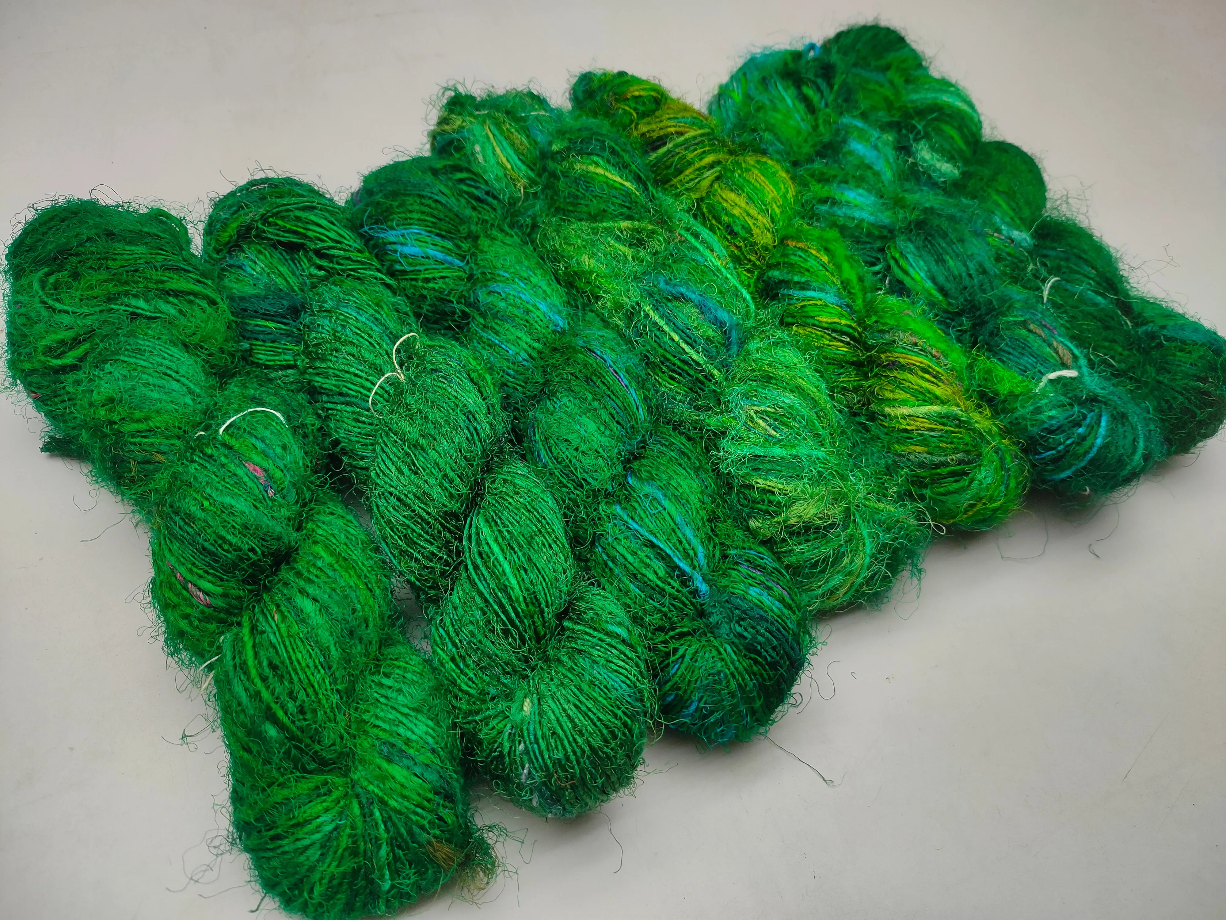Recycled Sari Silk Yarn Prime Green