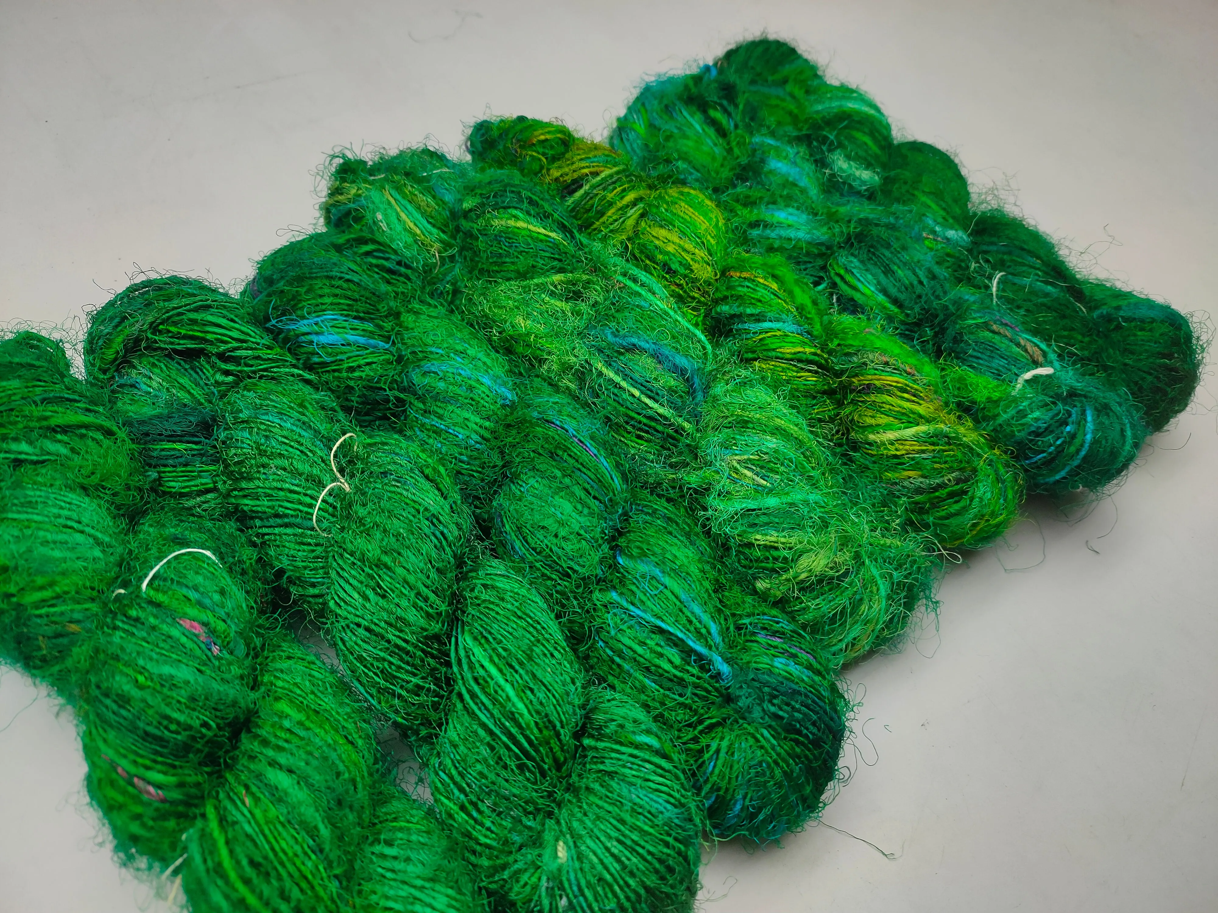 Recycled Sari Silk Yarn Prime Green
