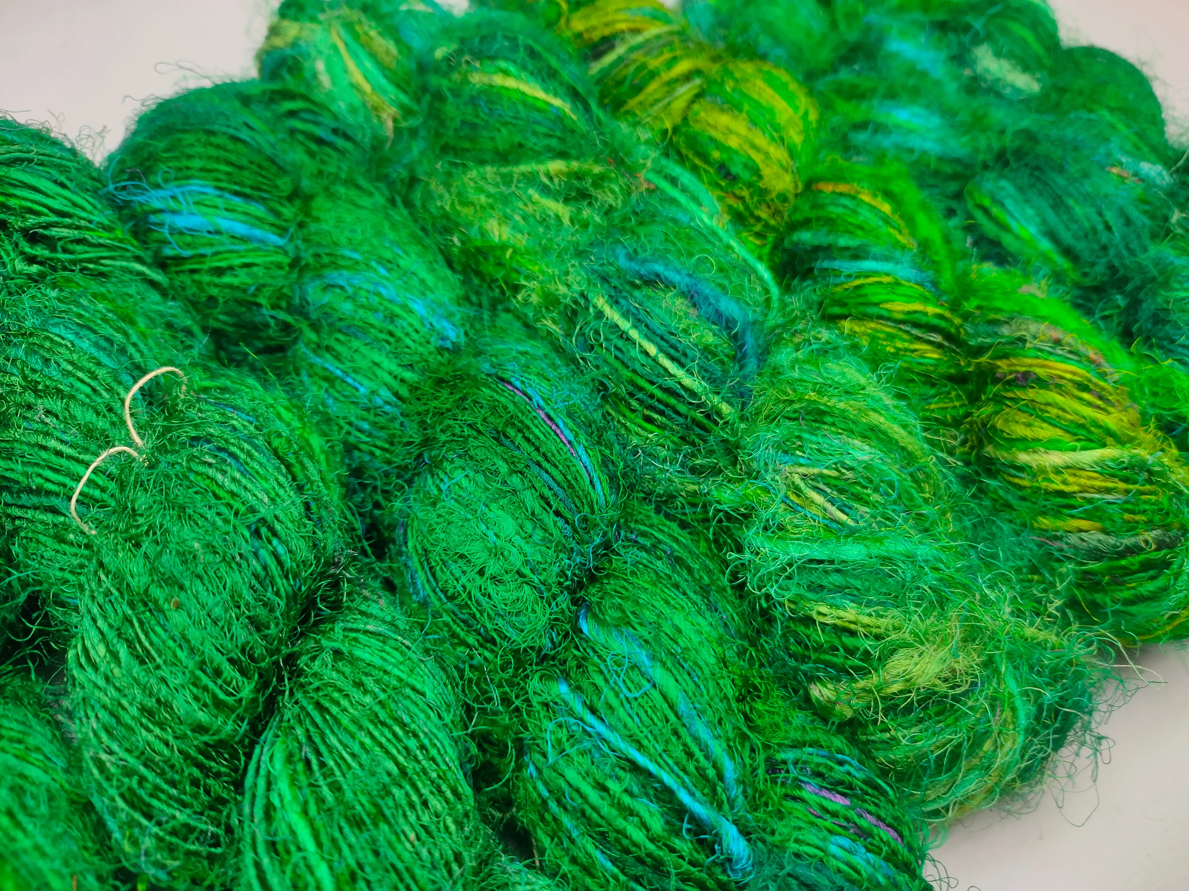 Recycled Sari Silk Yarn Prime Green