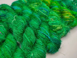 Recycled Sari Silk Yarn Prime Green