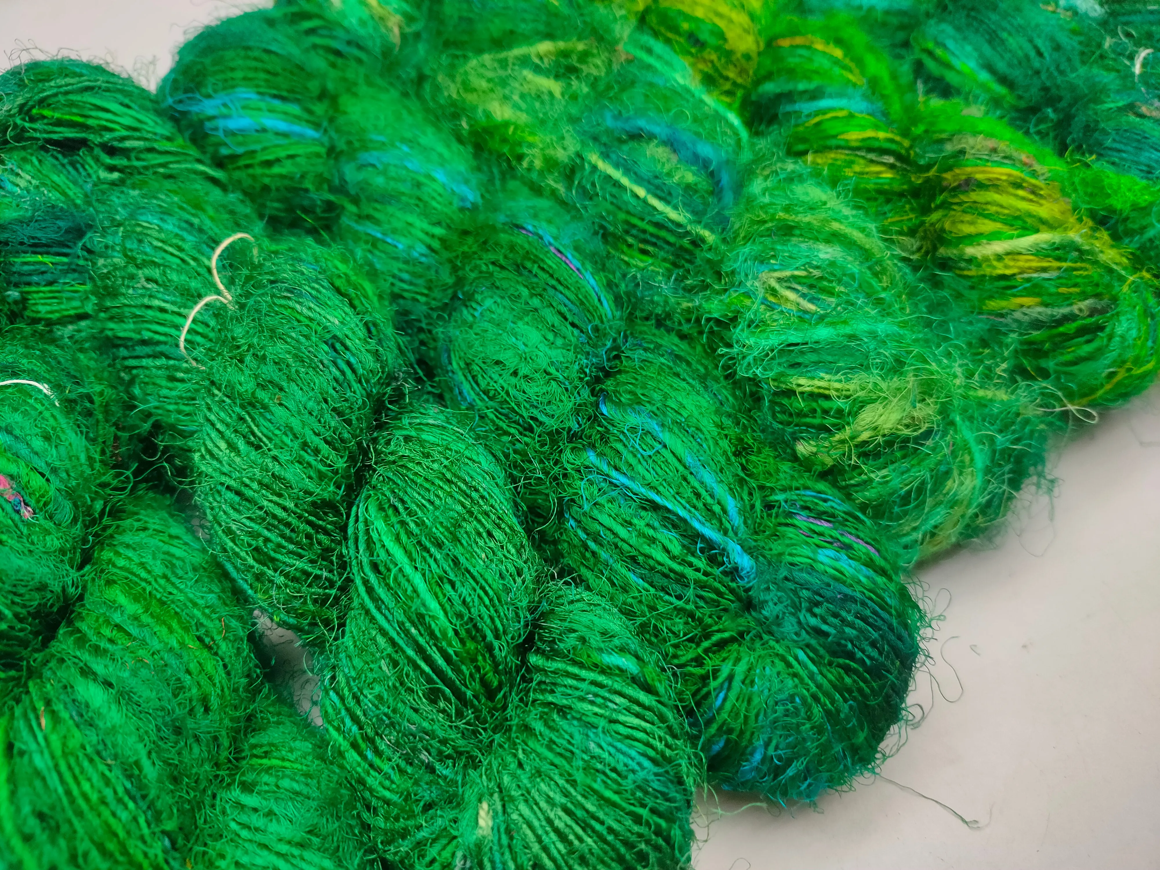 Recycled Sari Silk Yarn Prime Green