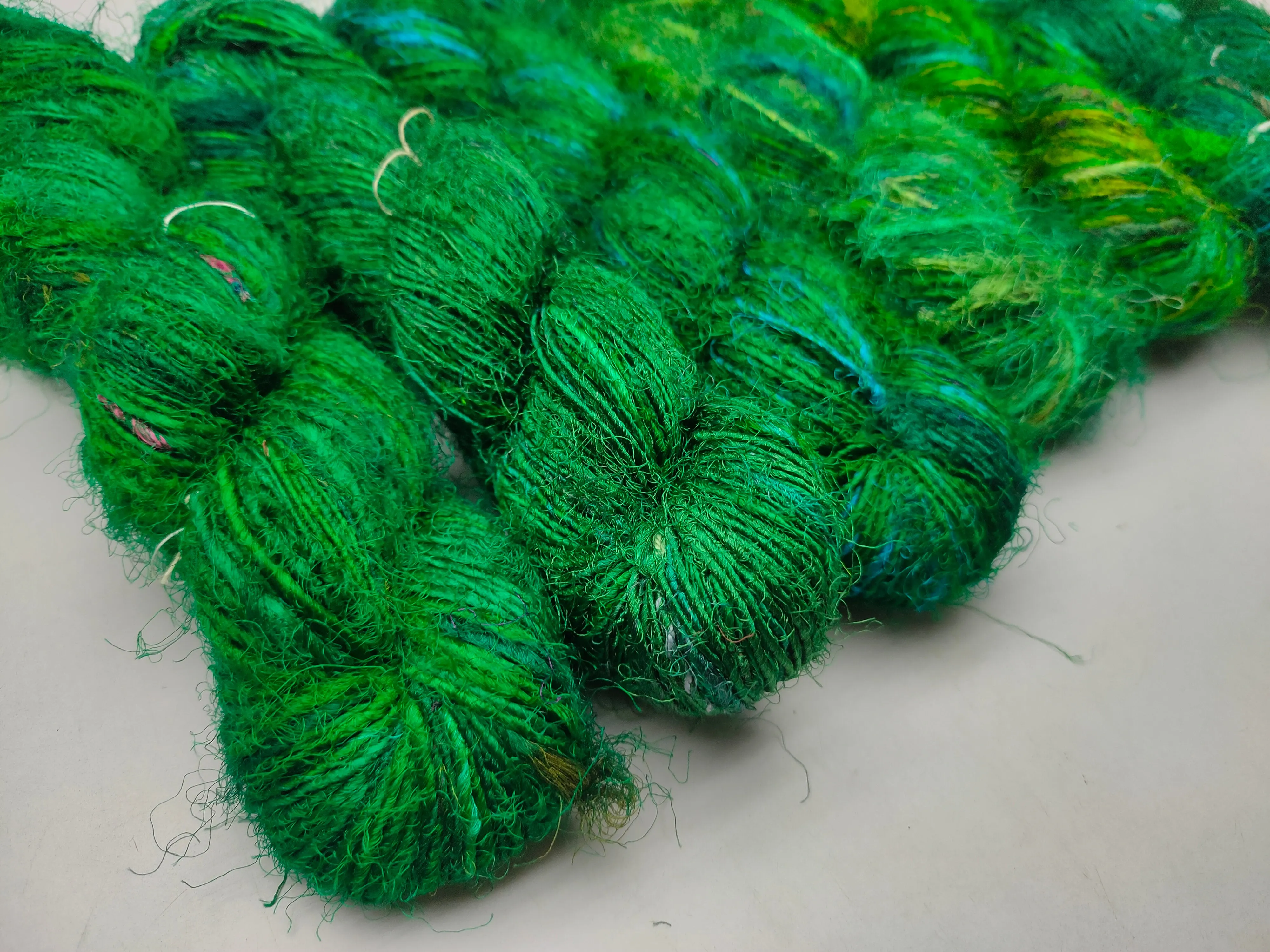 Recycled Sari Silk Yarn Prime Green