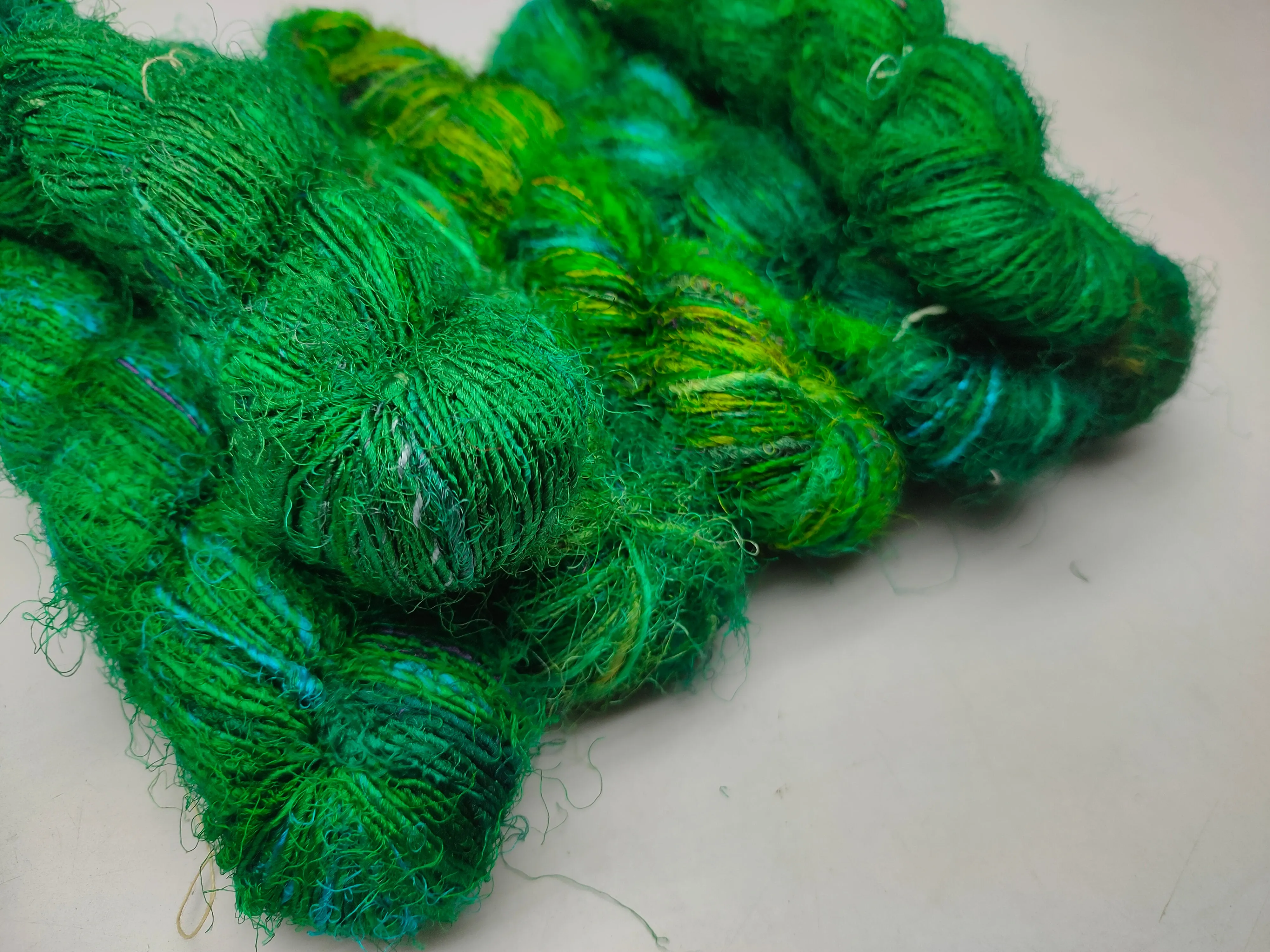 Recycled Sari Silk Yarn Prime Green