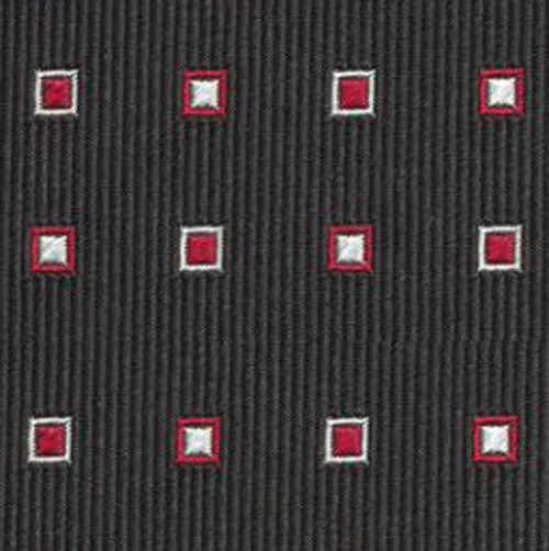 Red & White on Black English Geometric Silk Tie EGT-10