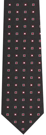 Red & White on Black English Geometric Silk Tie EGT-10
