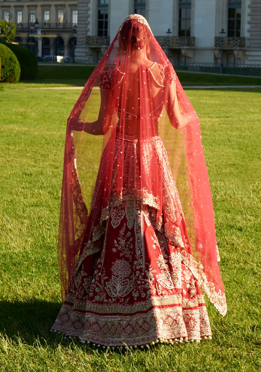 Red and Green Lehenga Set