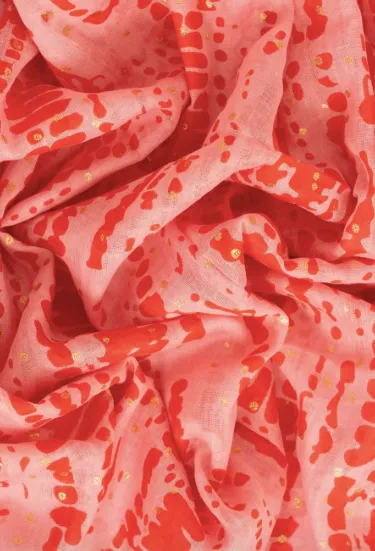 Red and Pink Tie-Dye Cotton Scarf