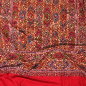 Red base Sangeen design sozni Embroidered Jamawar Pashmina Shawl