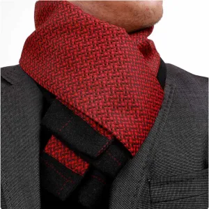 Red Black Desgin Mens Silk Scarf - Designer neck scarf for winters