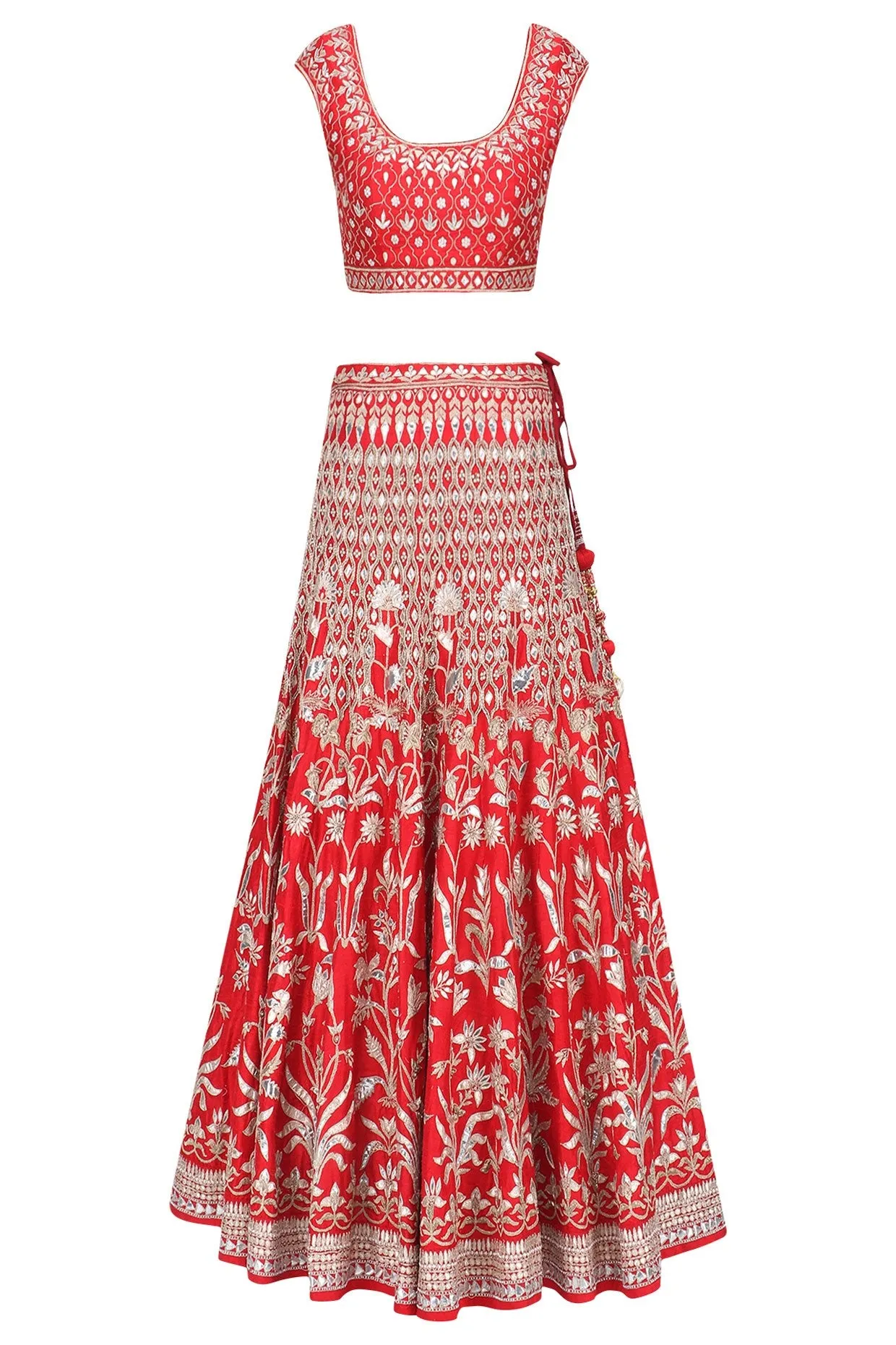 Red Color Gotta Patti Wedding Lehenga