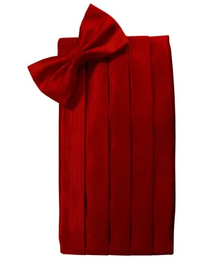 Red Faille Silk Cummerbund & Bow Tie Set