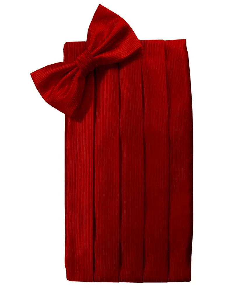 Red Faille Silk Cummerbund & Bow Tie Set