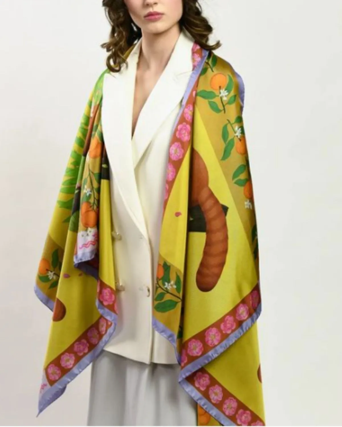 RED PANDAS CITRUS SILK SCARF