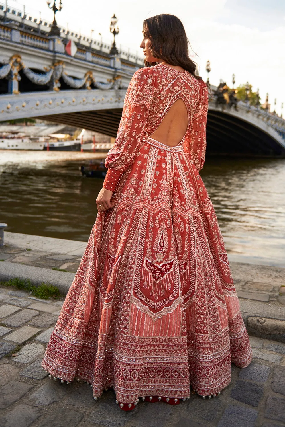 Red Puff- Sleeve Lehenga Set