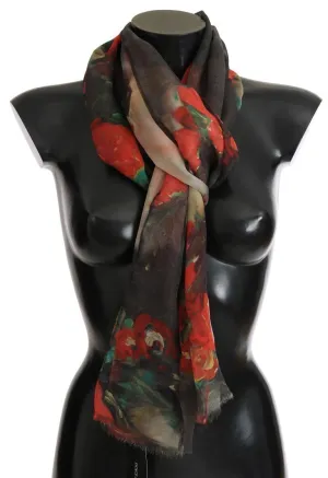 Red Roses Silk Floral Print
