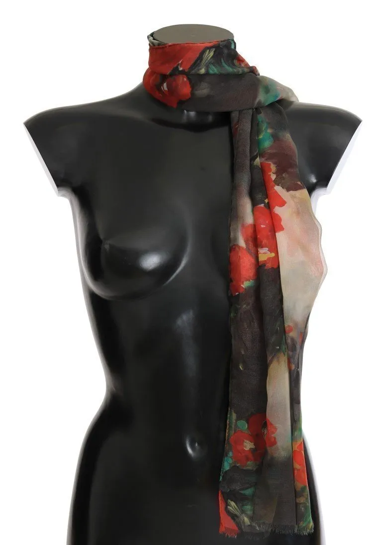 Red Roses Silk Floral Print