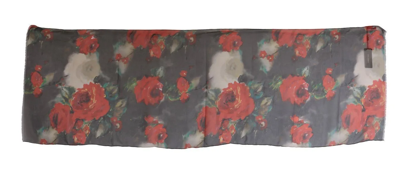 Red Roses Silk Floral Print