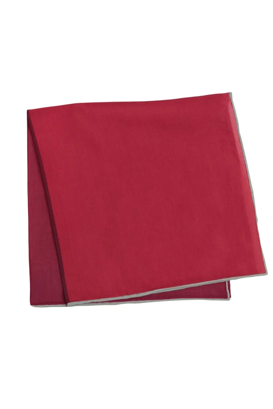 Red Silk & Cotton Blend Quad Pocket Square