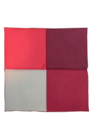 Red Silk & Cotton Blend Quad Pocket Square