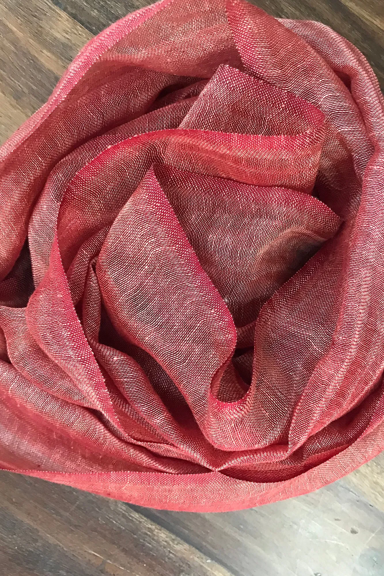 Red Silk Linen Cashmere Scarf