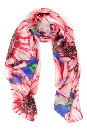 Red Sunflowers Silk Scarf
