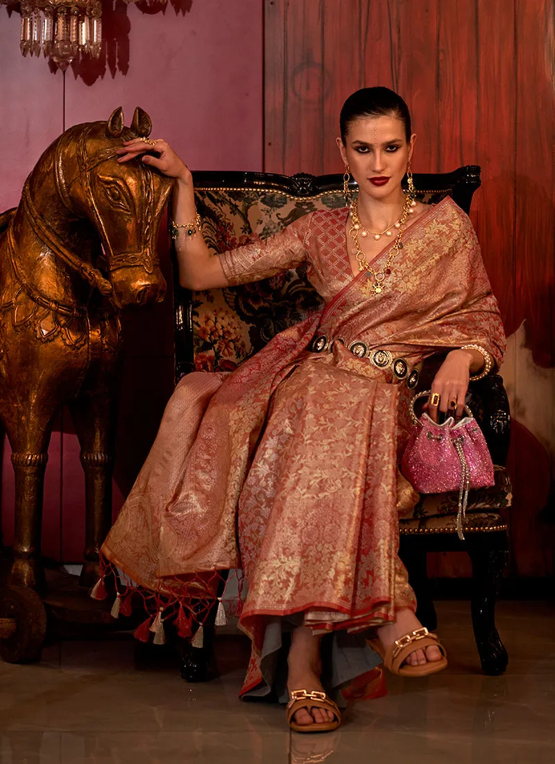 Red Weaved Handloom Kalkatti Silk Saree