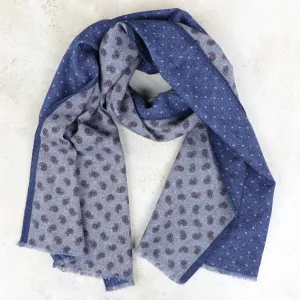 Reversible Wool Scarf - Grey Pines/Dots