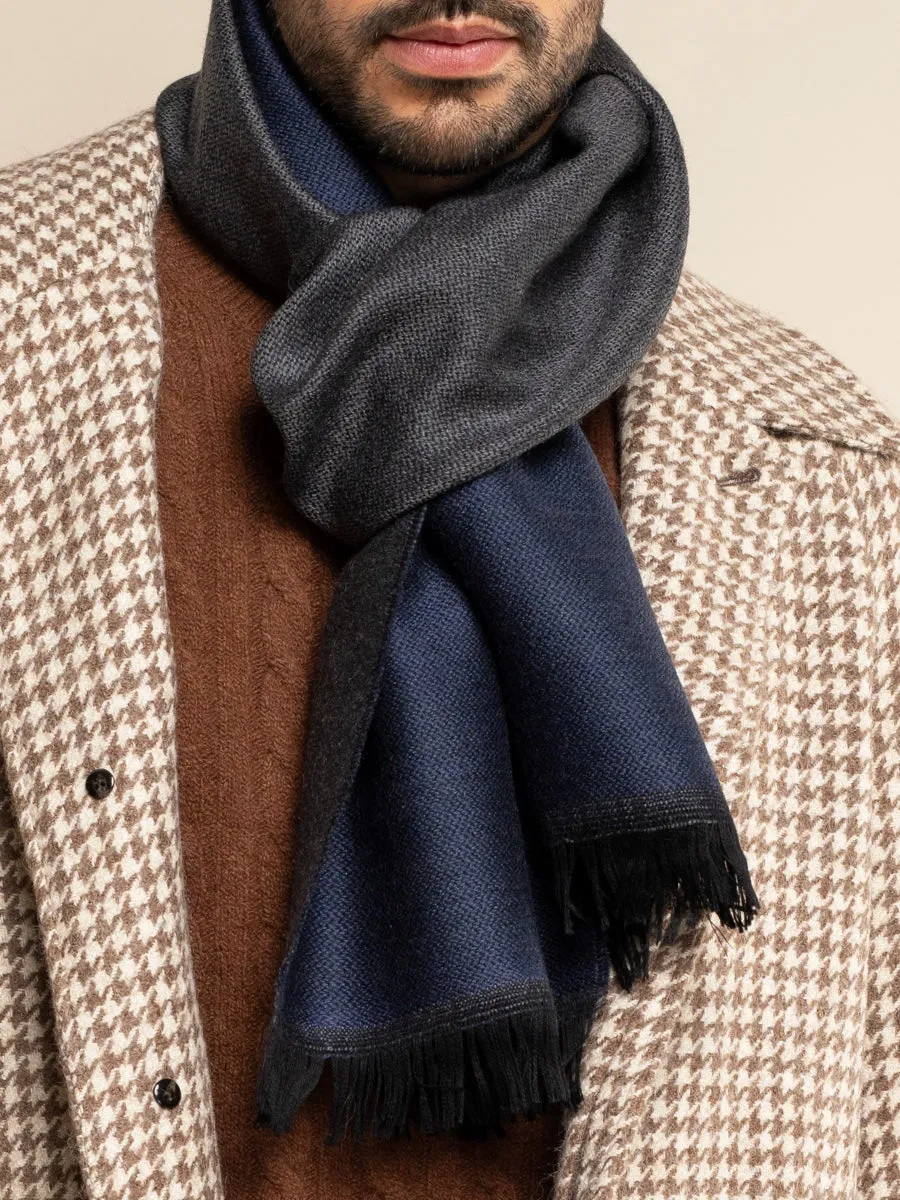 Romeo (blue/grey) - warm and soft scarf from 100% wool