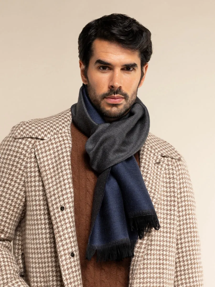 Romeo (blue/grey) - warm and soft scarf from 100% wool