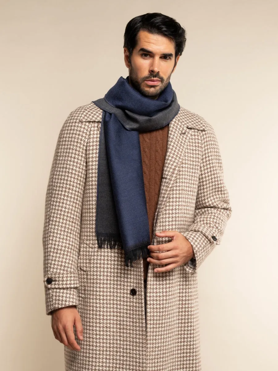 Romeo (blue/grey) - warm and soft scarf from 100% wool