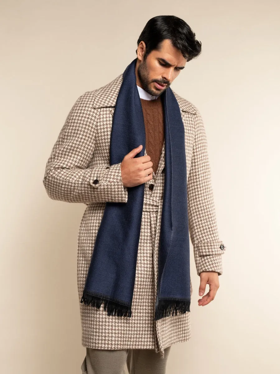 Romeo (blue/grey) - warm and soft scarf from 100% wool