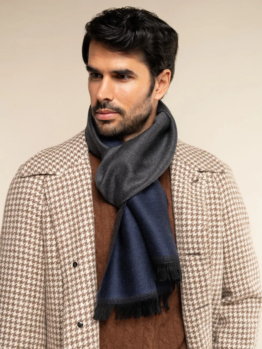 Romeo (blue/grey) - warm and soft scarf from 100% wool