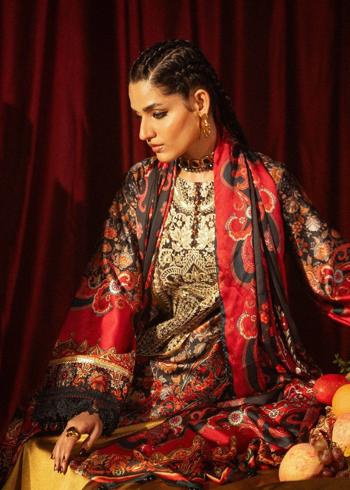 Roohi Silk Embroidered Unstitched 3pcs