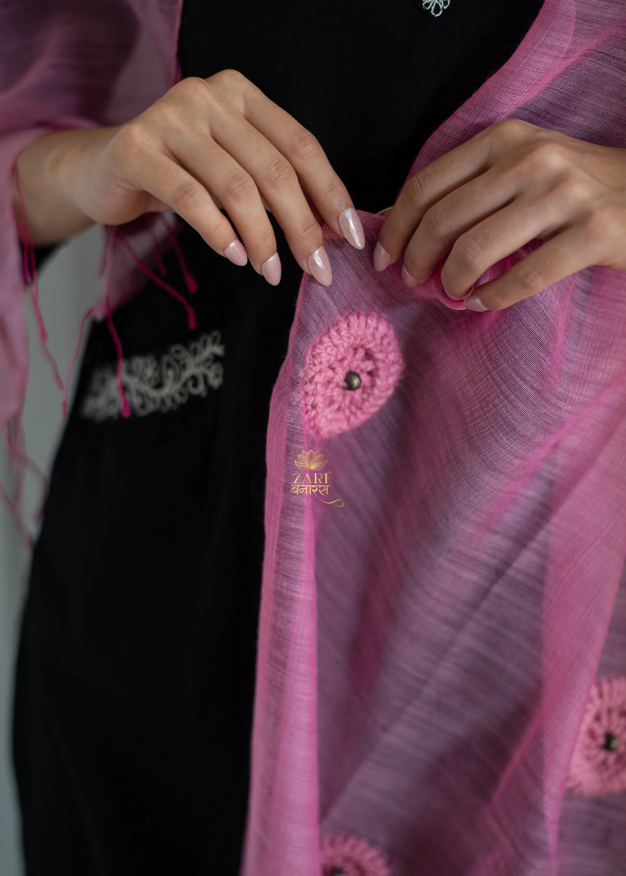 Rosebud Weave Embroidered Scarf