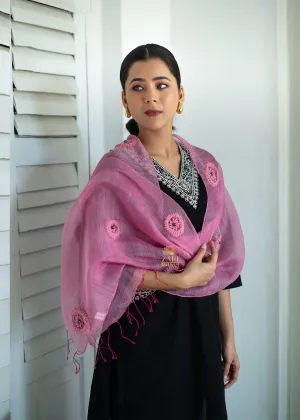 Rosebud Weave Embroidered Scarf