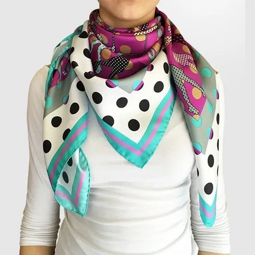 ROSSELLARAMA "GOLFERS DOTS" 100% SILK TWILL SCARF