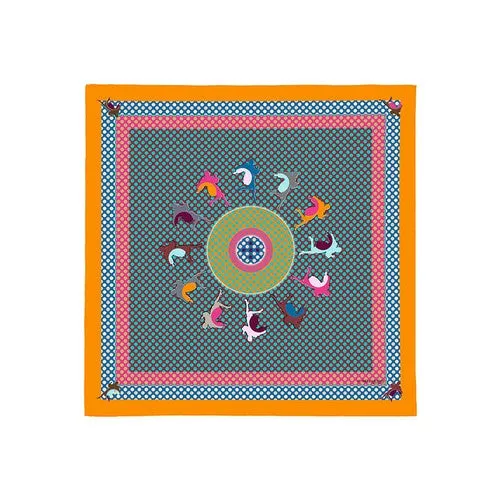 ROSSELLARAMA "RUNNERS" ZUCCA SILK TWILL SCARF