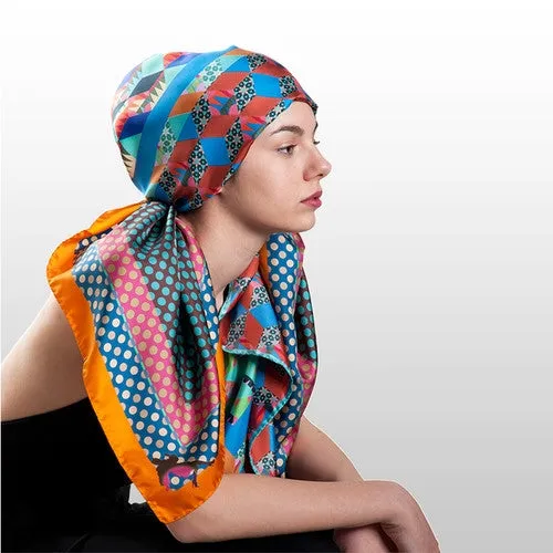 ROSSELLARAMA "RUNNERS" ZUCCA SILK TWILL SCARF