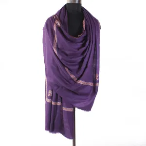 Royal Blue sozni Embroidered Hashidaar Pashmina Shawl