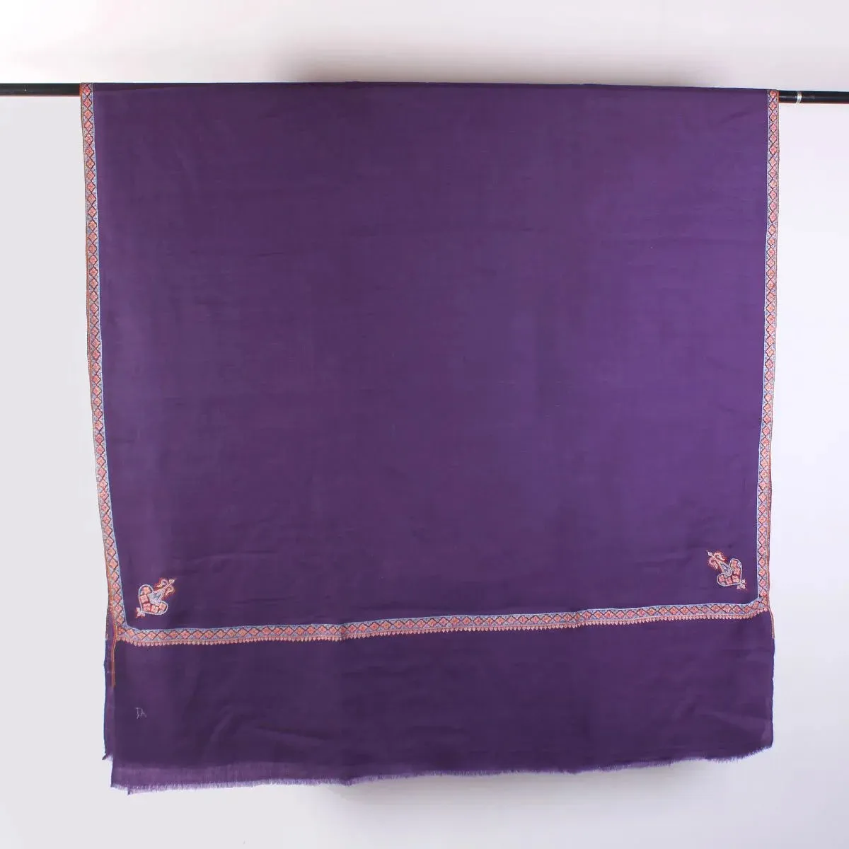 Royal Blue sozni Embroidered Hashidaar Pashmina Shawl