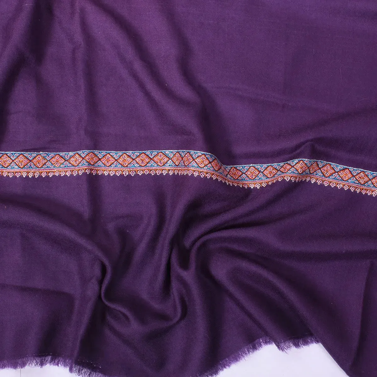 Royal Blue sozni Embroidered Hashidaar Pashmina Shawl