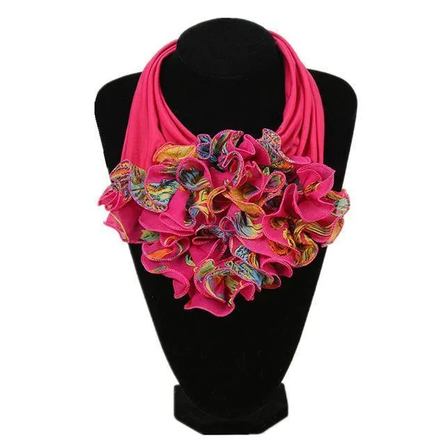 Ruched Floral Collar Scarf for Women
