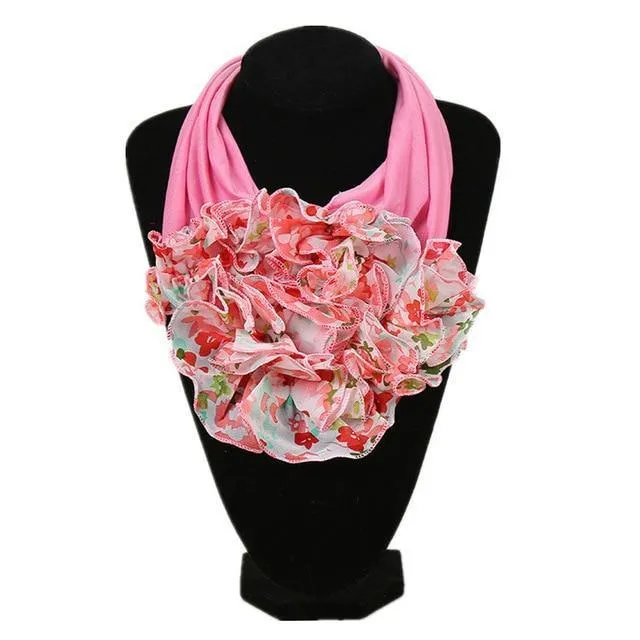 Ruched Floral Collar Scarf for Women
