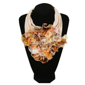 Ruched Floral Collar Scarf for Women