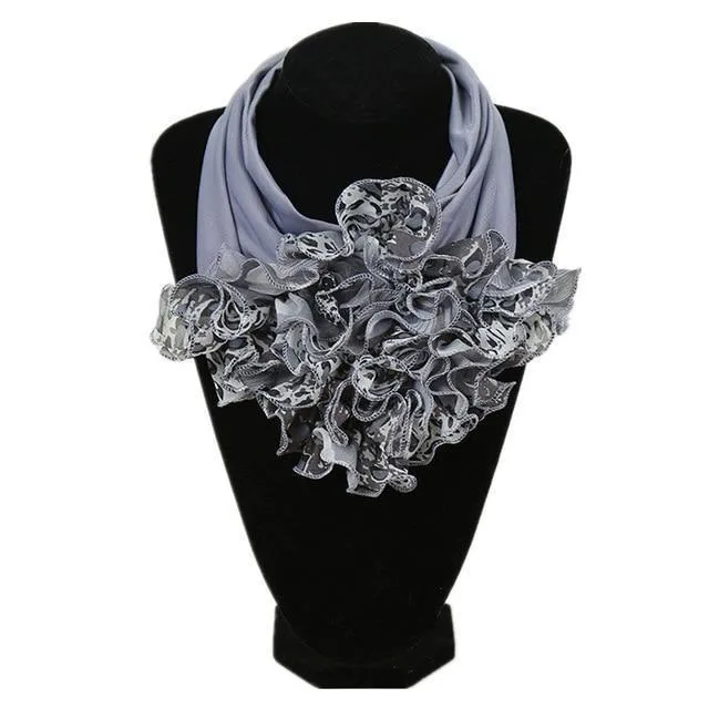 Ruched Floral Collar Scarf for Women